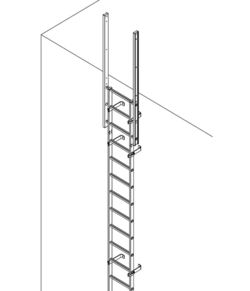 Vertical Fixed Access Ladder Aluminium With Walkthrough Stile Extension ...